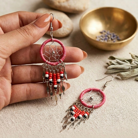 OLDTRIBES™ Red Dreamcatcher earrings