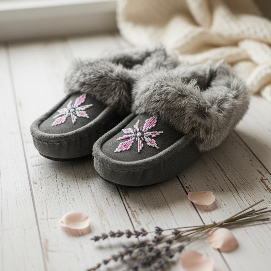 Moccasins with Beadwork (Size 9)