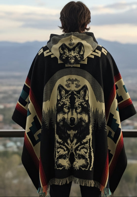 Wolf  HandMade Wool Poncho