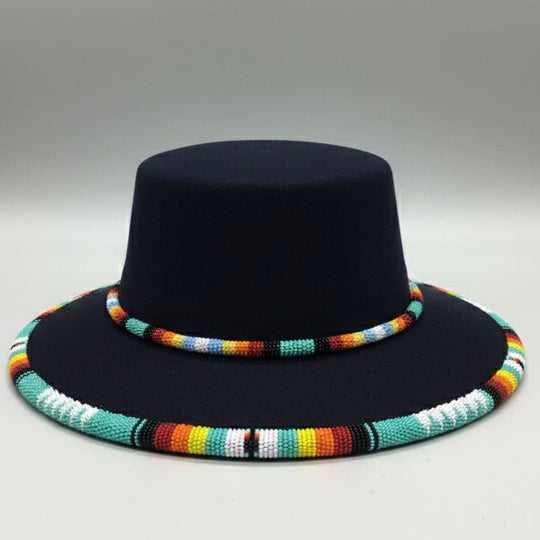 Size-56 Handmade Beaded Hat (DARK BLUE)