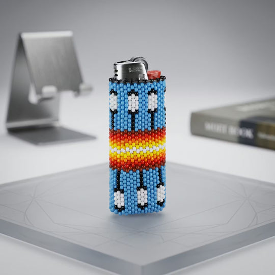 Feathers Beaded Lighter Case