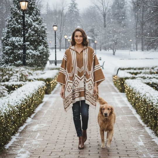 Brown Pure Llama wool Ponchos