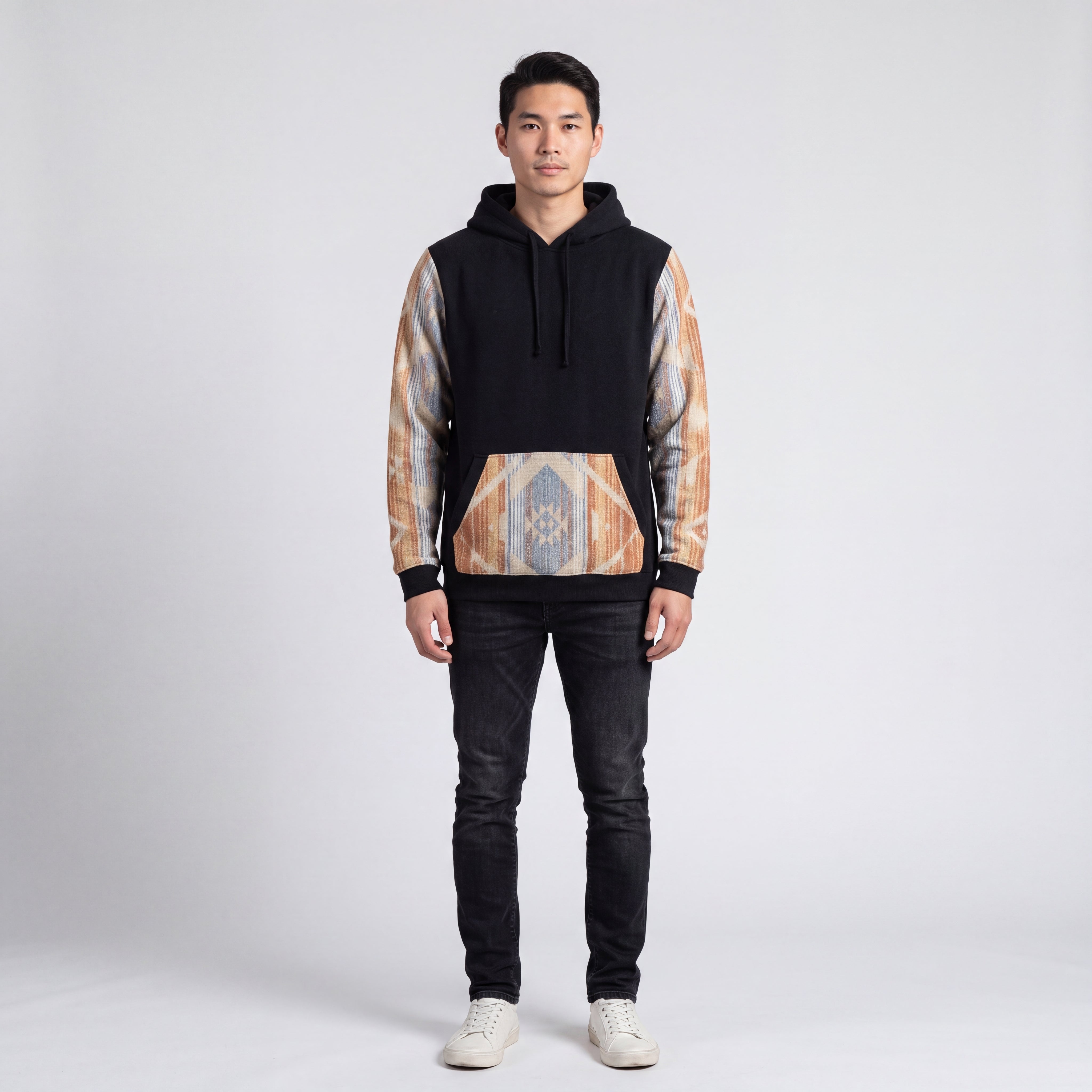Beige native design hoodie