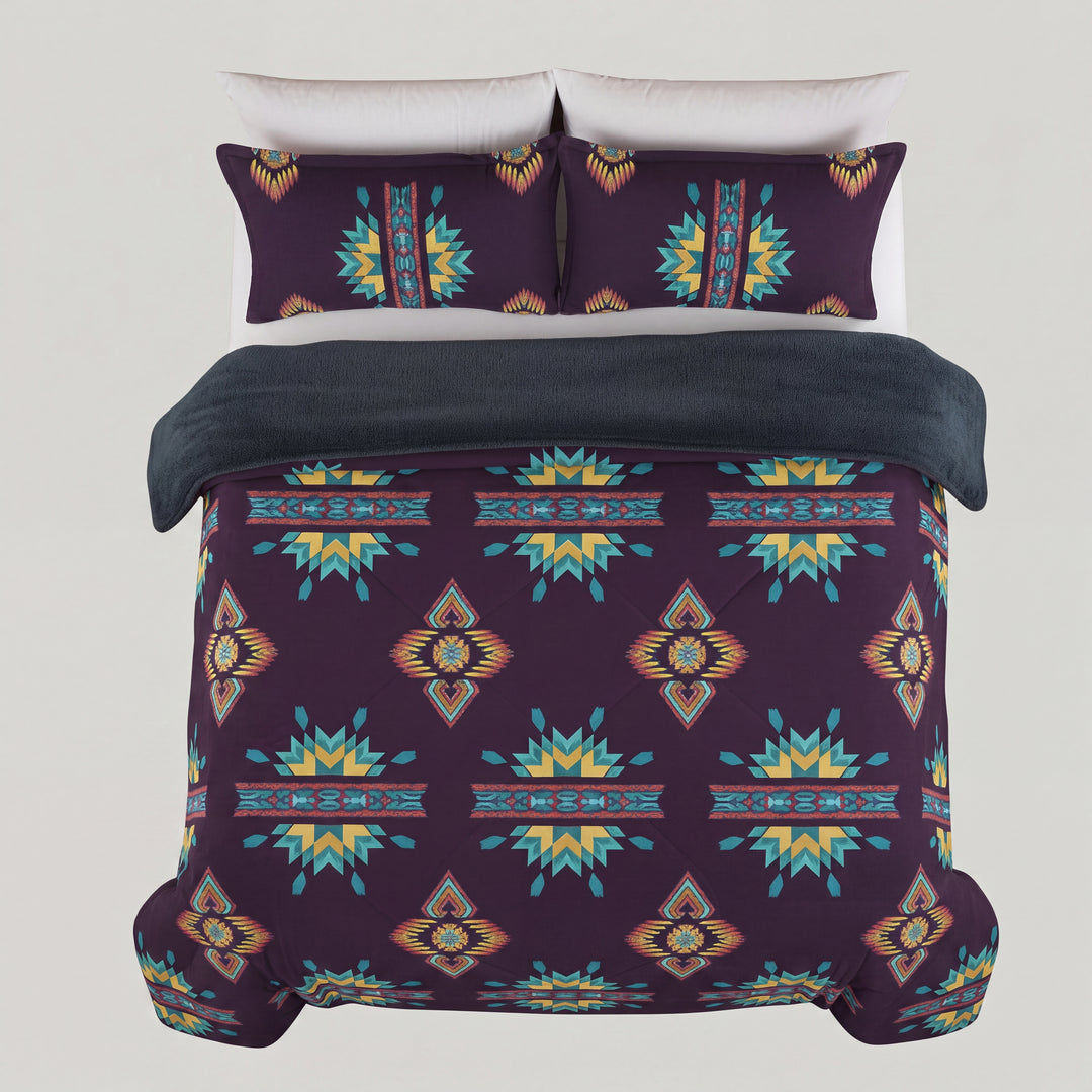 3PC SET  FLANNEL BORREGO (sherpa lined) purple