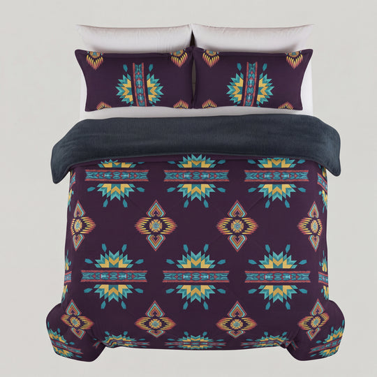 3PC SET  FLANNEL BORREGO (sherpa lined) purple
