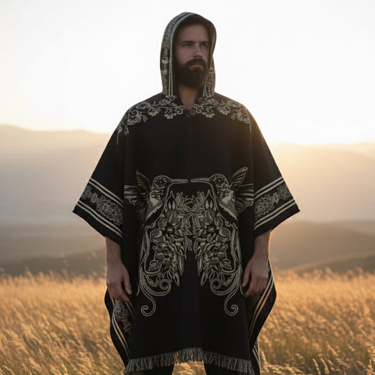 Hummingbirds HandMade Wool Poncho