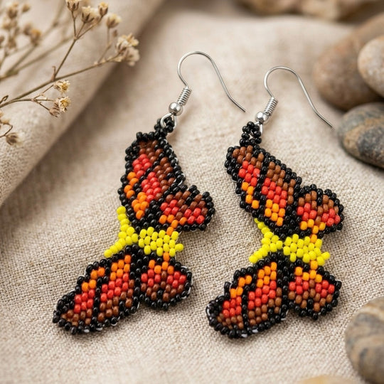 Multicolour Butterfly Beaded Earrings