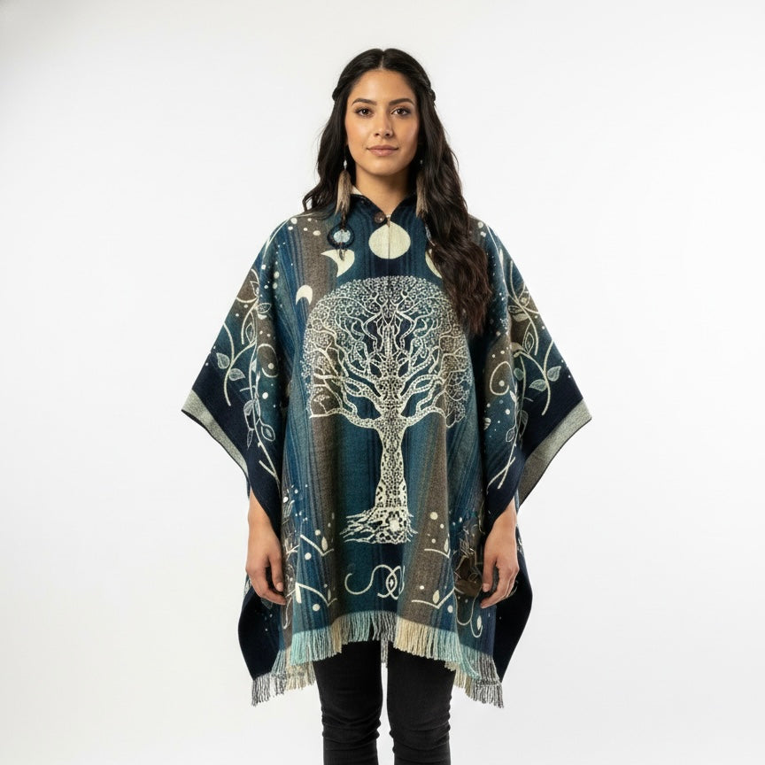 Tree of Life Wool Poncho