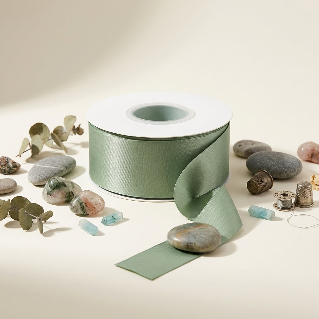 Satin Ribbon Double Face- Sage Green 