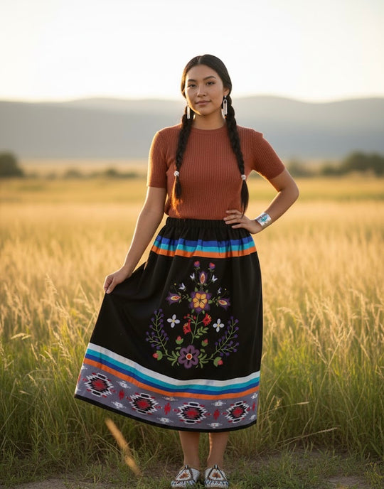 OLDTRIBES™ Pink Floral Ribbon Skirt