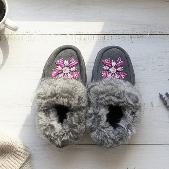 Moccasins with Beadwork (Size 6)
