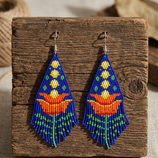 Blue Flame Blossom Drop Earrings