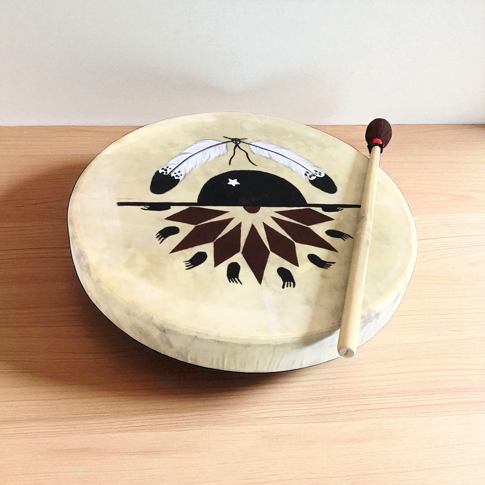 Indigenous Hand Drum – Cowhide Rawhide with Beater – OldTribes