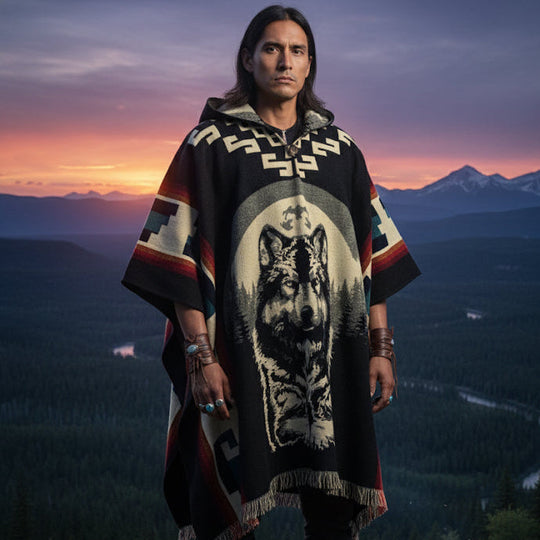 Wolf  HandMade Wool Poncho