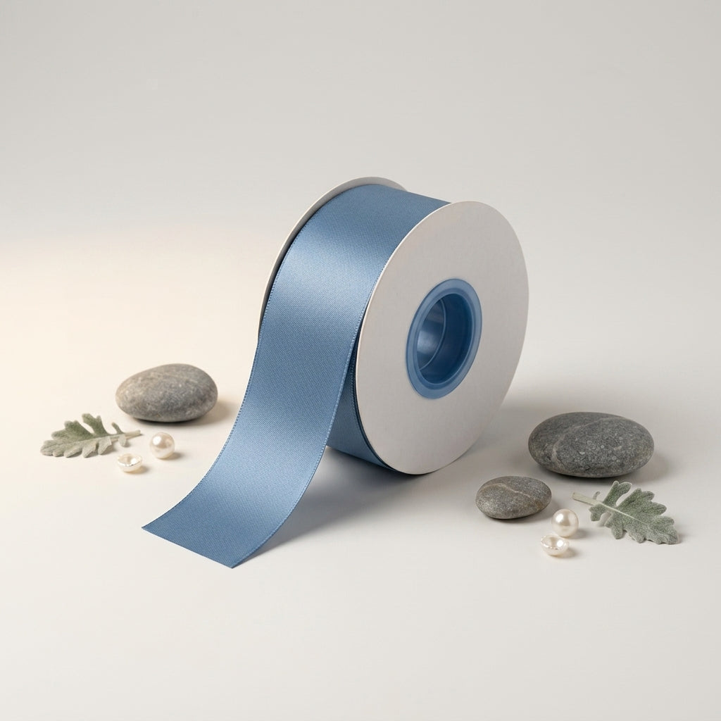 Satin Ribbon Double Face- Steel Blue 