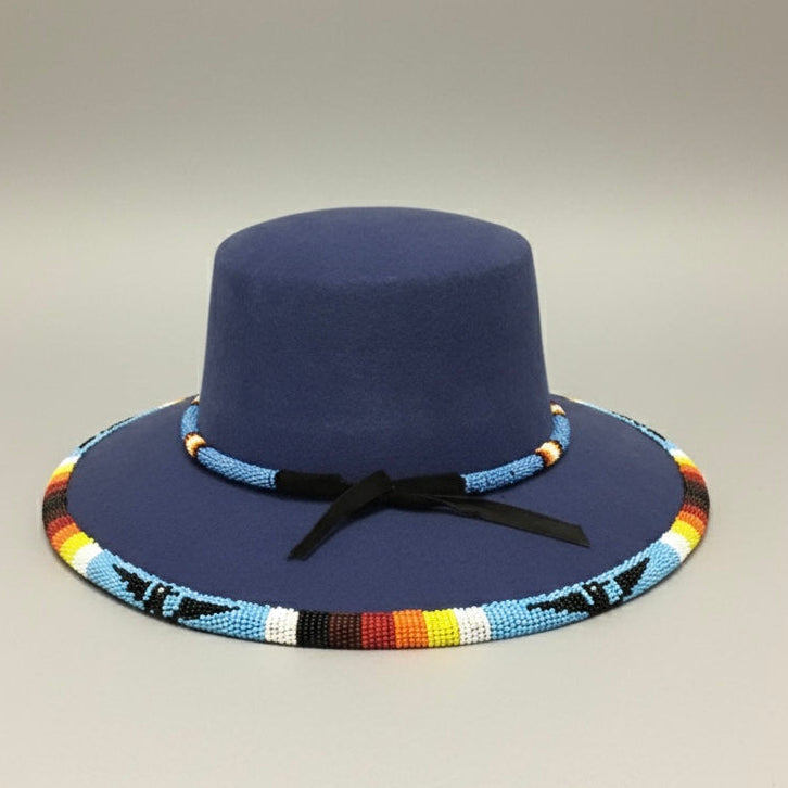 Size-56 Handmade Beaded Hat (BLUE)
