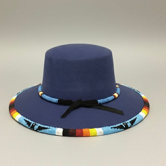 Size-56 Handmade Beaded Hat (BLUE)
