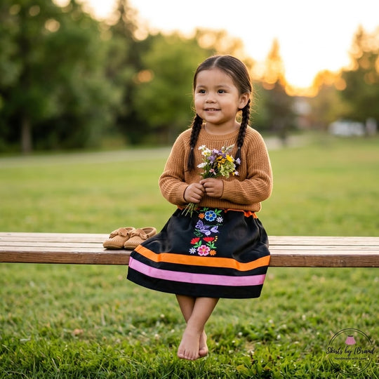 Infants Embroidered Flowers Ribbon Skirt