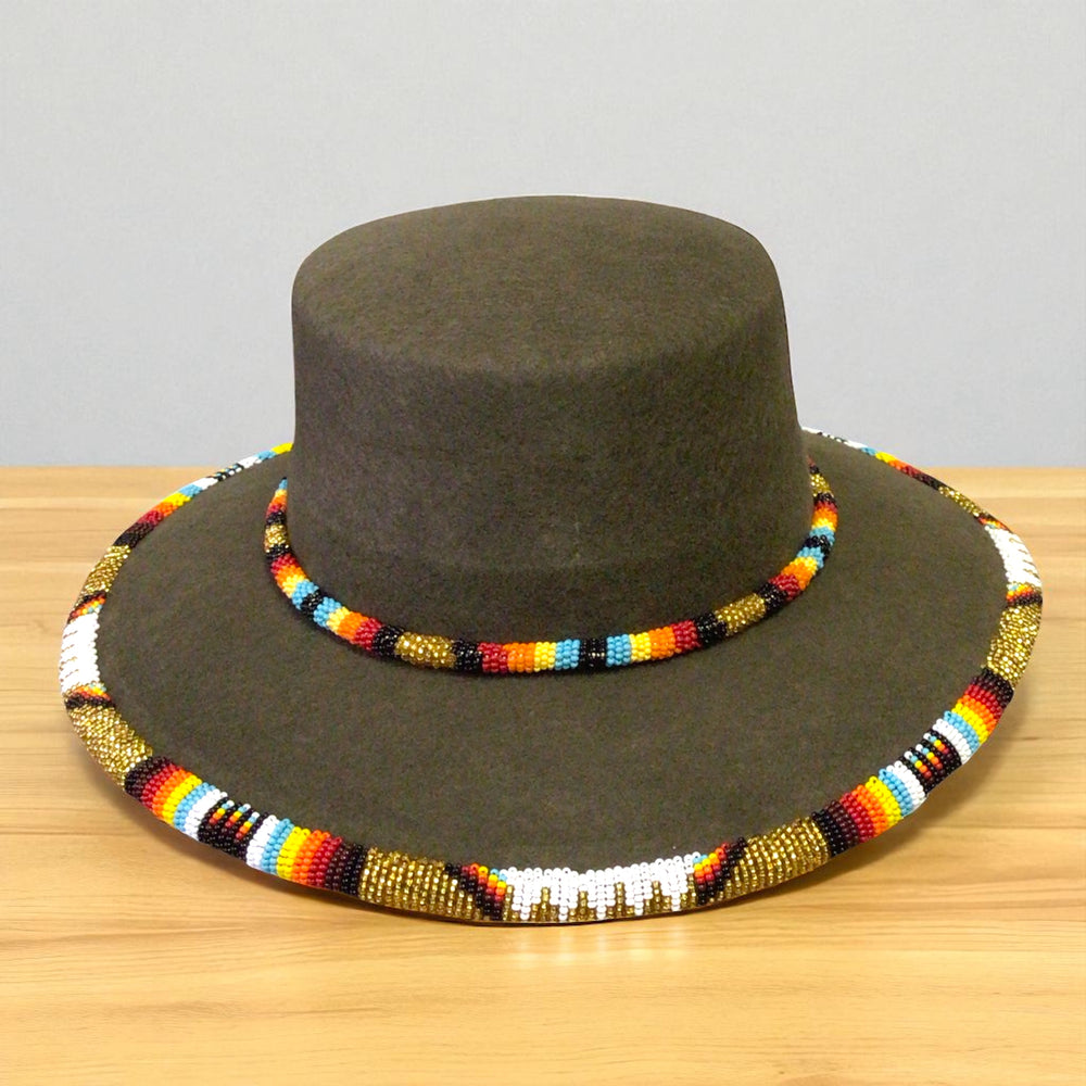Size- 56 Handmade Beaded Hat(Greenish)