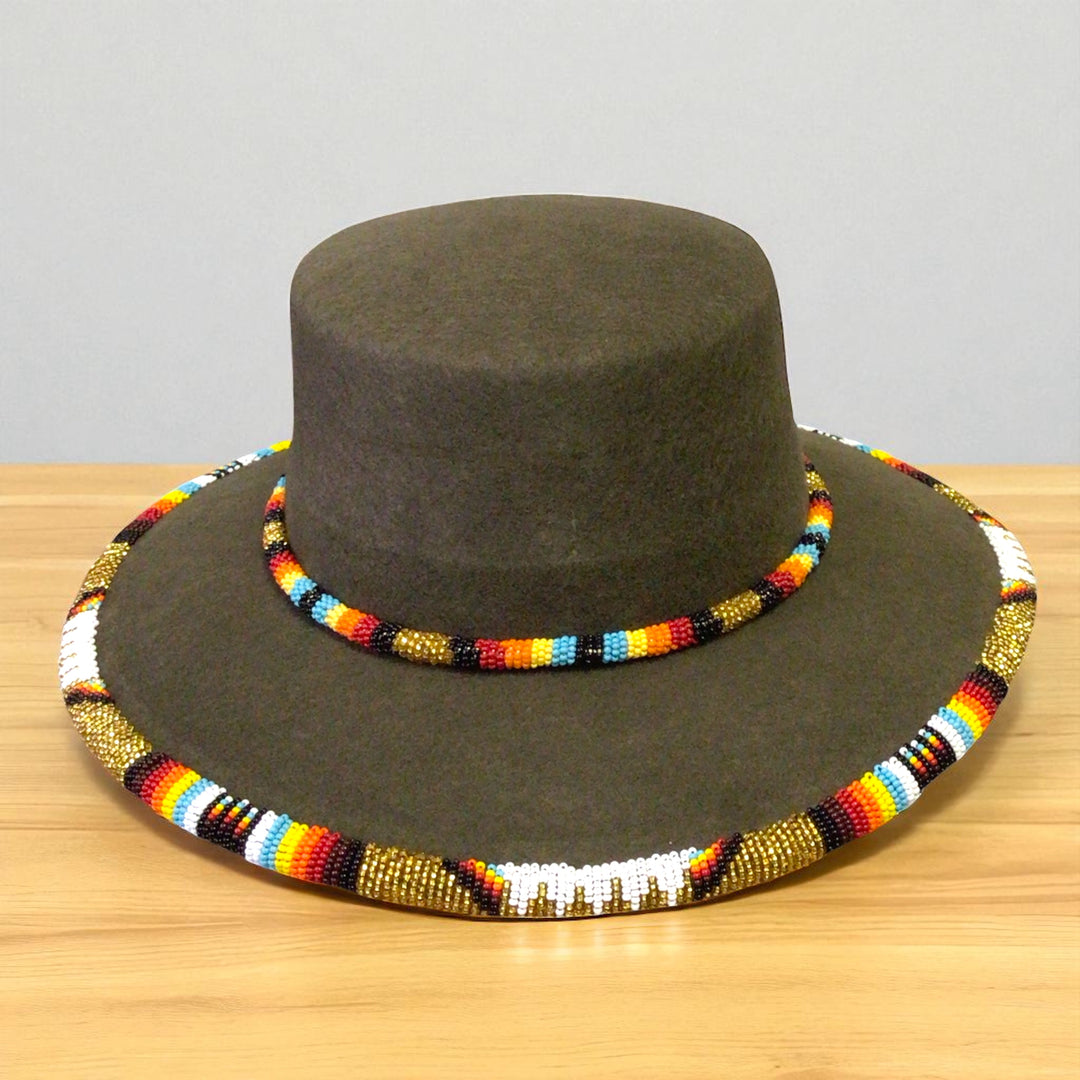 Size- 56 Handmade Beaded Hat(Greenish)