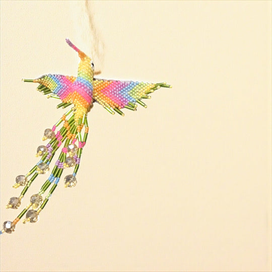 Multicolor Hummingbird Barrette with Fringes