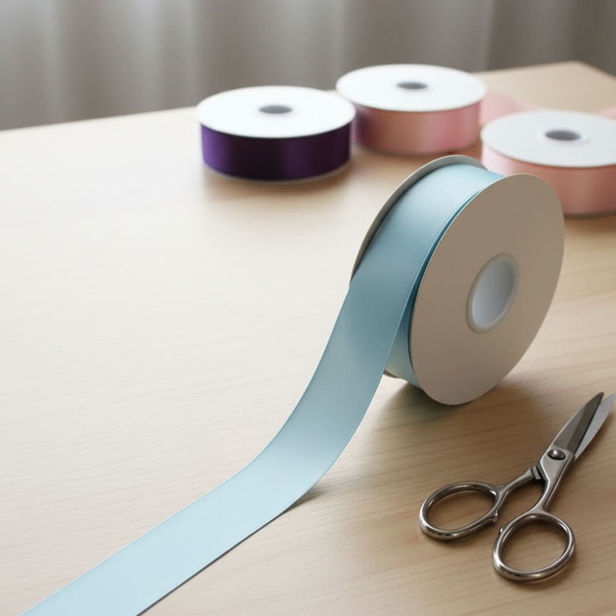 30 Meter Double Face Light blue Ribbon Roll#305