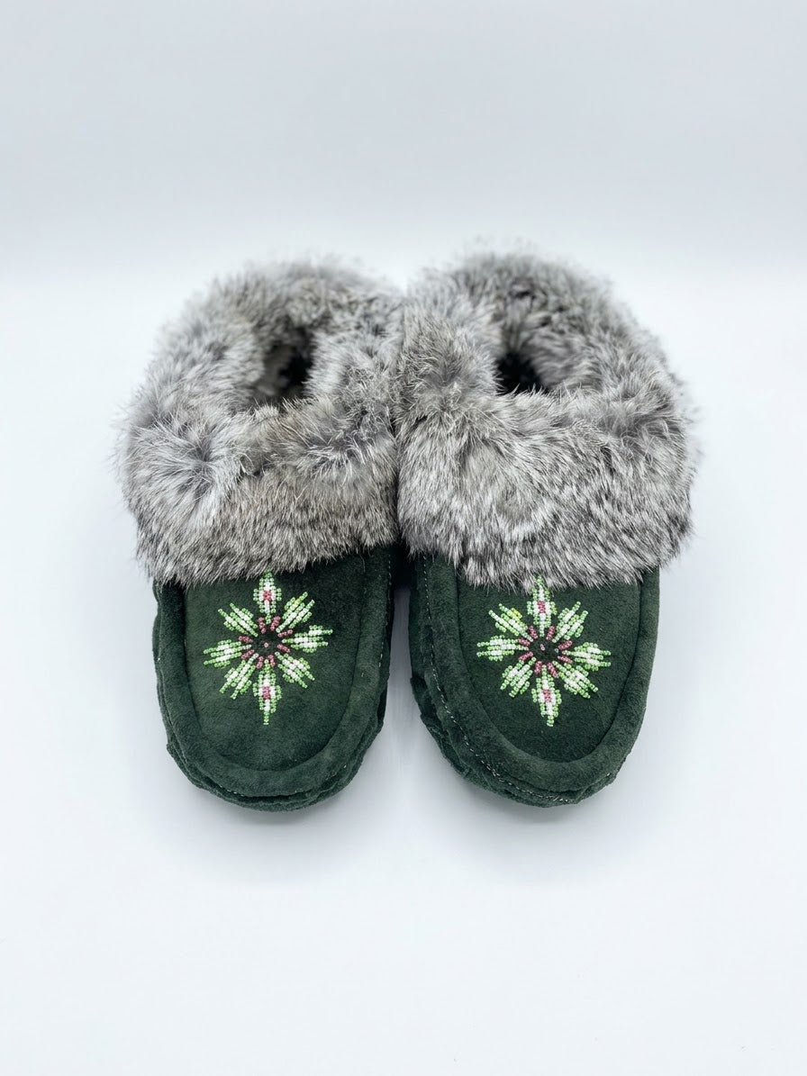 Moccasins with Beadwork (Size 6)