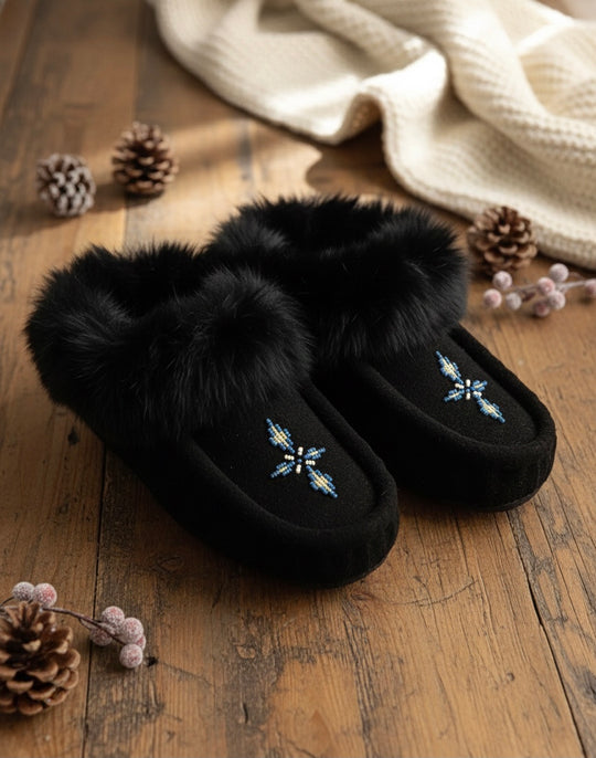 Moccasins with Beadwork (Size 6)