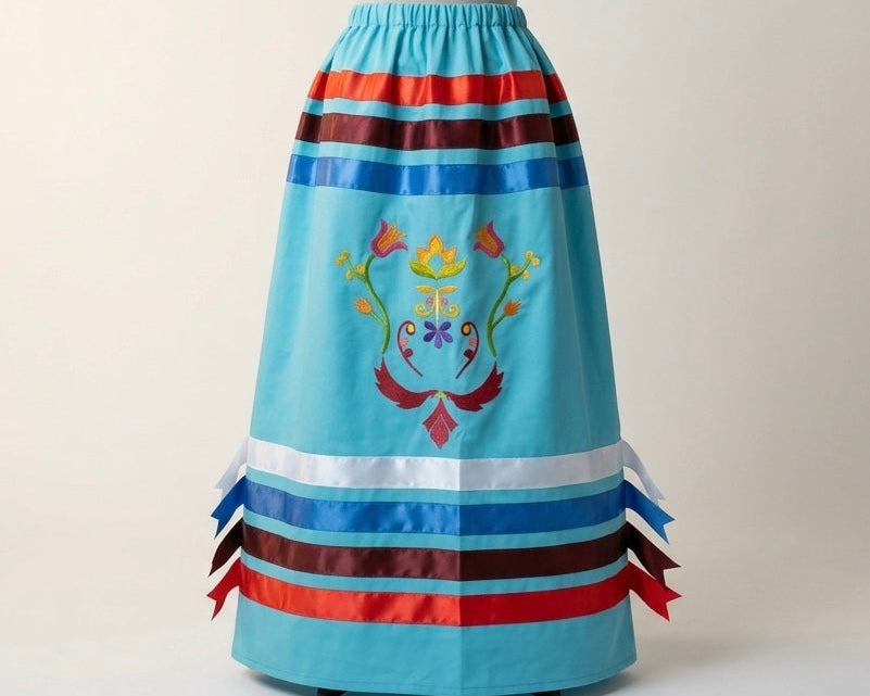 Embroidery Metis Floral Ribbon Skirt