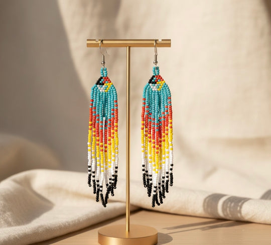 Turquoise  Firebird Spirit Beaded Earrings