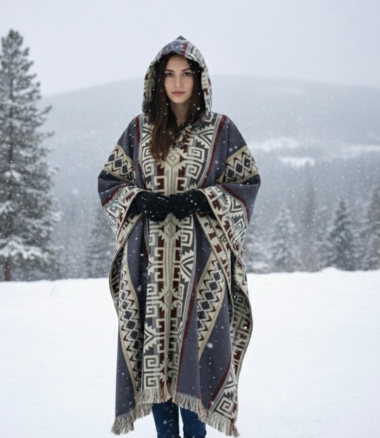 Red Lavender Pure Llama wool Ponchos