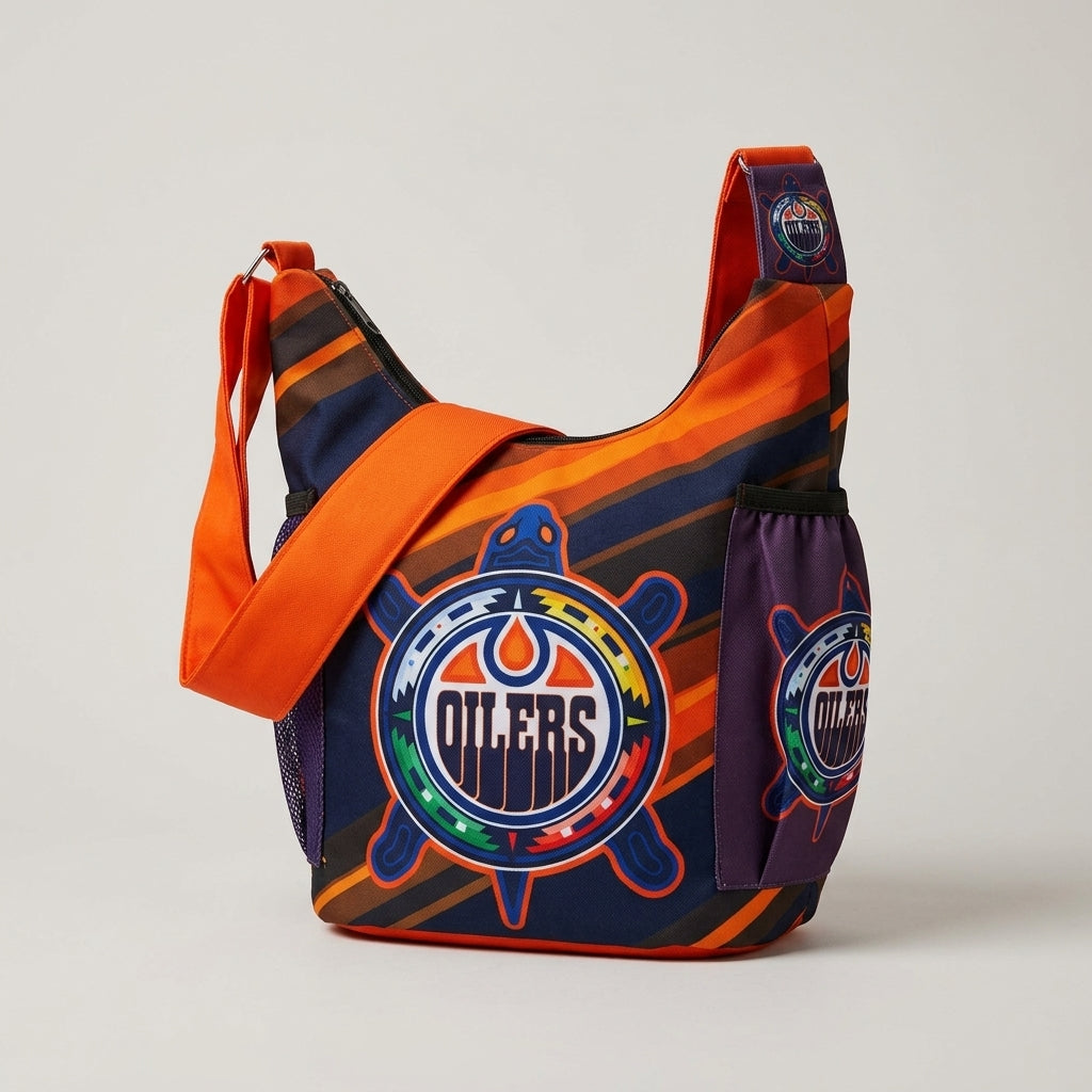 Purple and Orange Oiler Crossbody Bag