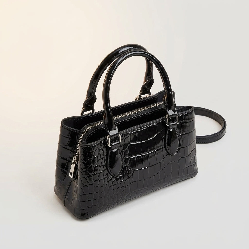 Chic Croc-Embossed Mini Satchel