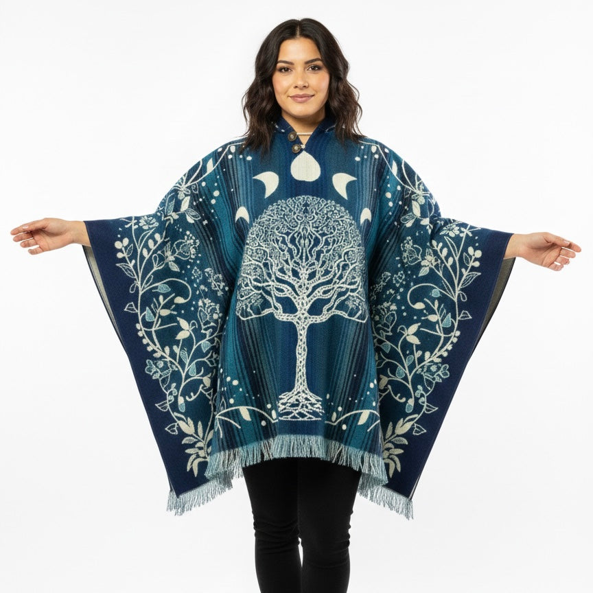 Tree of Life Wool Poncho