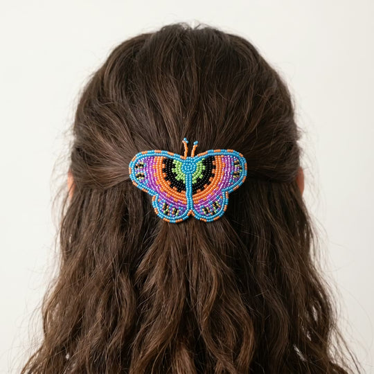 Light Blue Butterfly Beaded Barrette