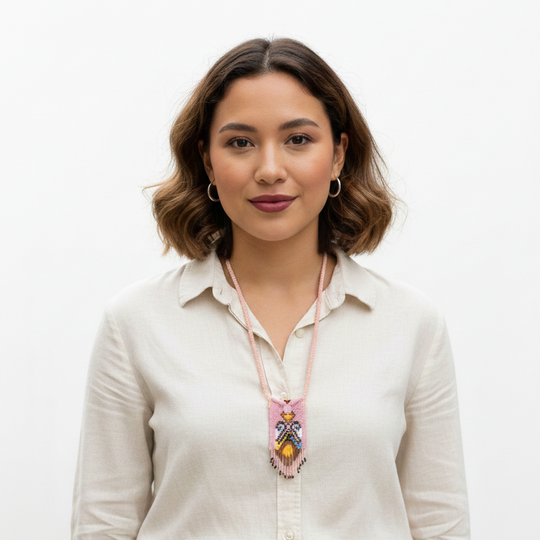 Handcrafted Beaded Medicine Bag- Pink