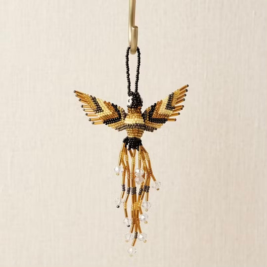 Golden and Brown Beaded Humming Bird