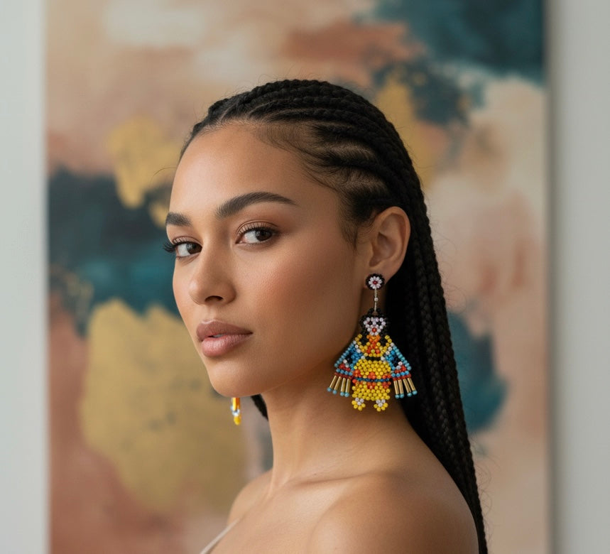 OldTribes™ American Kachina Doll Girl Woman (Yellow Blue)