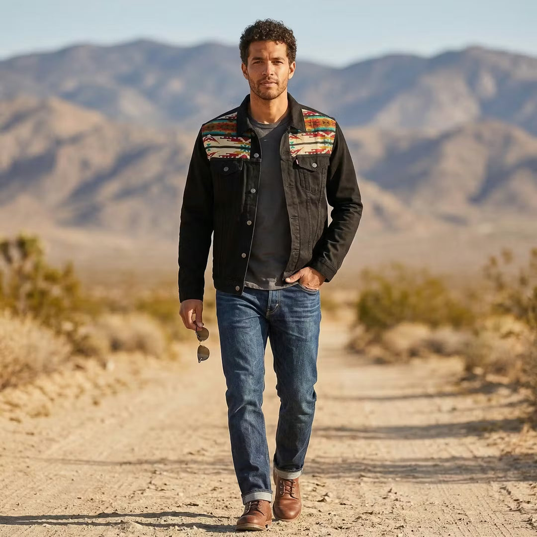 Black and beige Denim Jackets