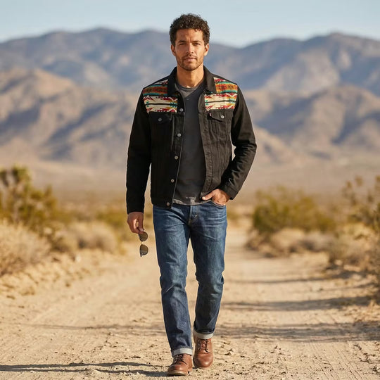 Black and beige Denim Jackets