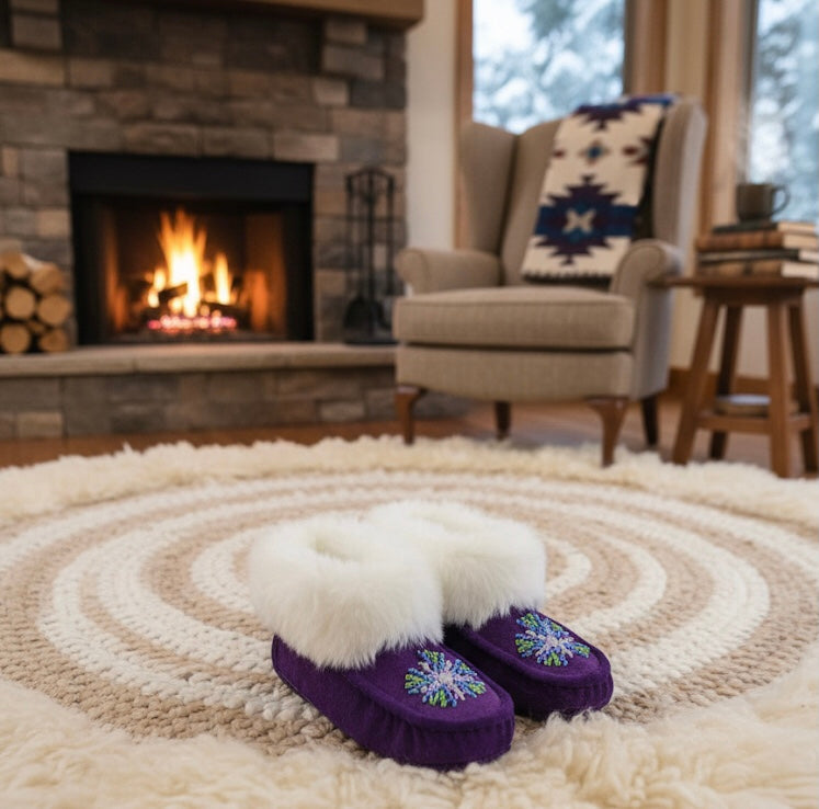 Moccasins with Beadwork (Size 6)