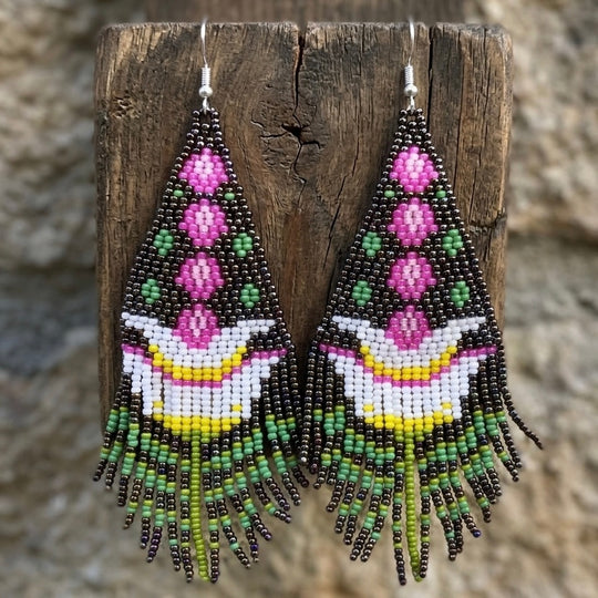 Brown Flame Blossom Drop Earrings
