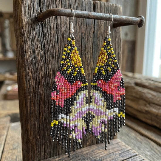 Black Sky Dancer Beaded Earrings
