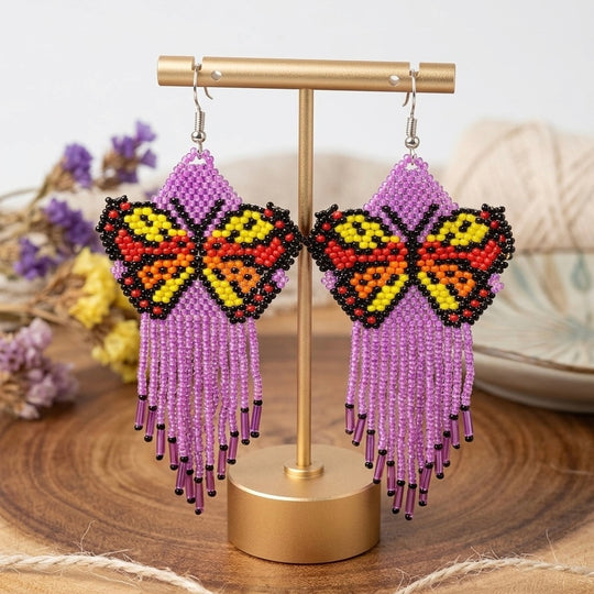 Light purple Beaded Dancing Wing Earrings