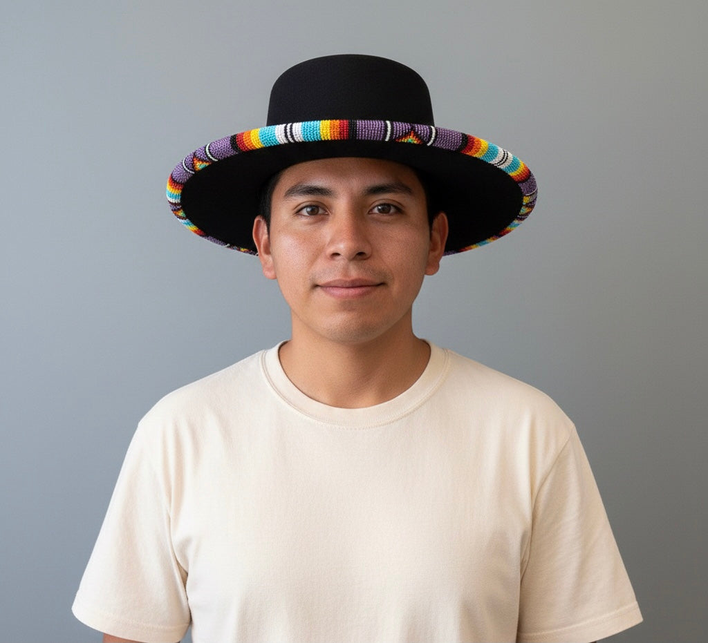 Size- 56 Handmade Beaded Hat(Black)