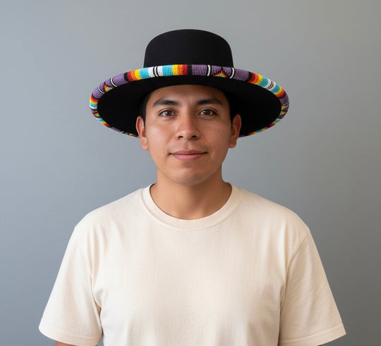 Size- 56 Handmade Beaded Hat(Black)