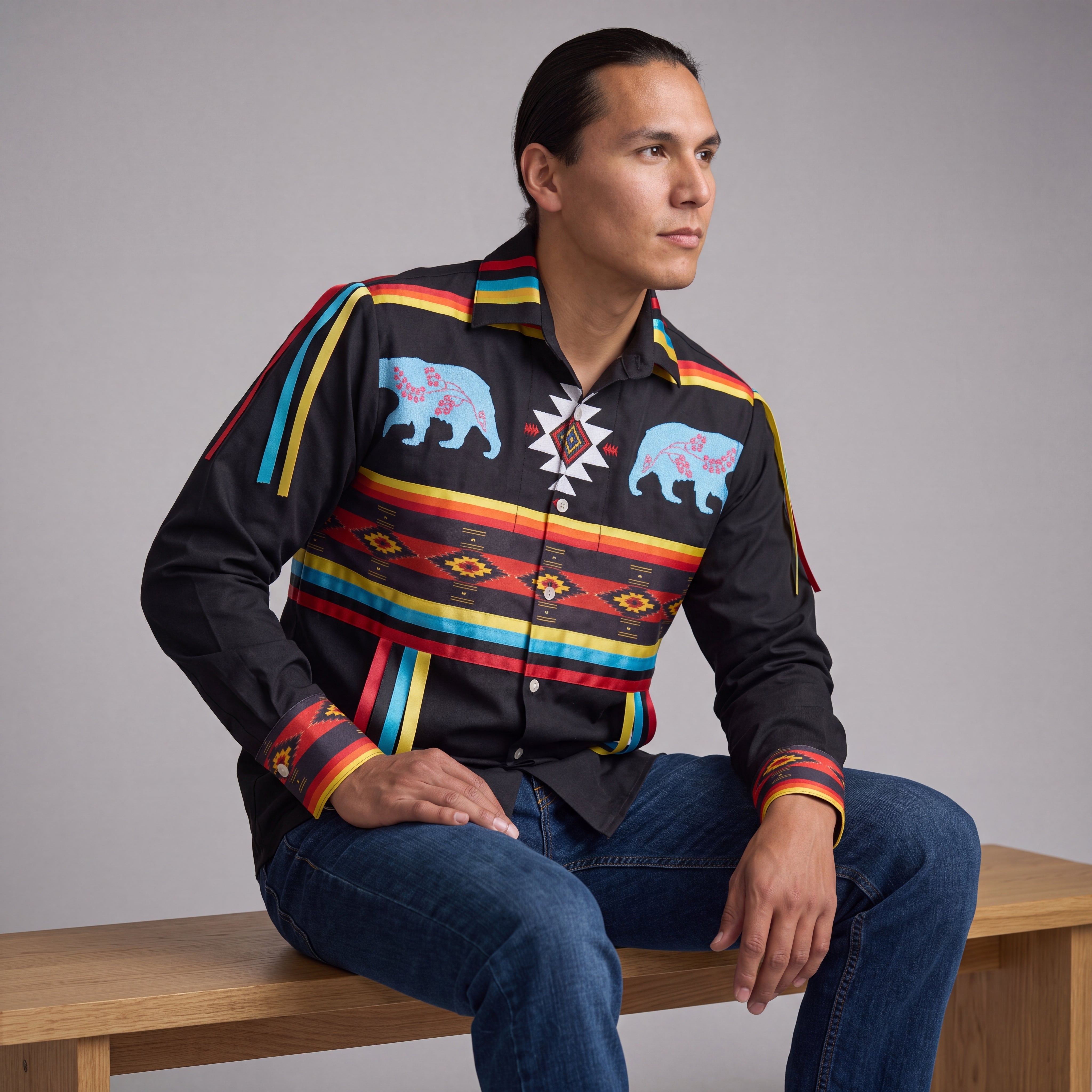 Bear Ribbon Shirt — Handcrafted Indigenous Ribbon Shirt