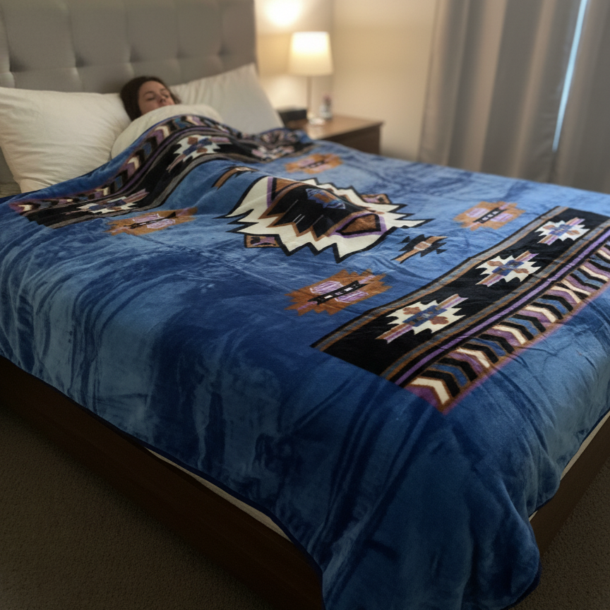 ULTRA SOFT LUXURY PLUSH BLANKET (Navajo Blue)