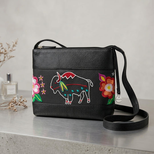 Buffalo Embroidered Leather Crossbody Bag