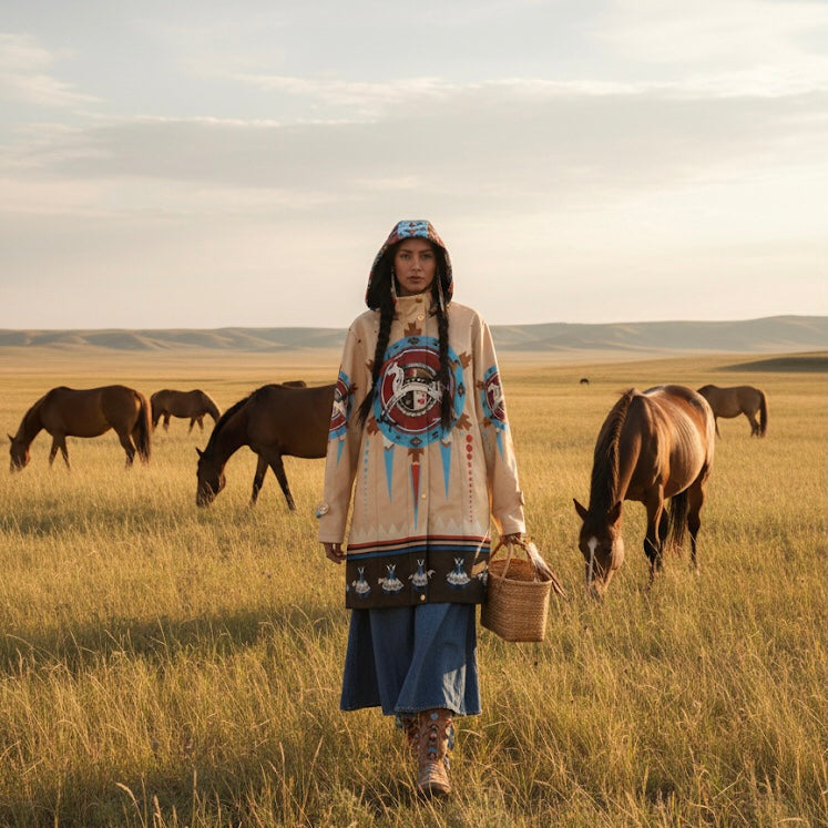 OLDTRIBES Beige Stallion 3/4-Length Coat